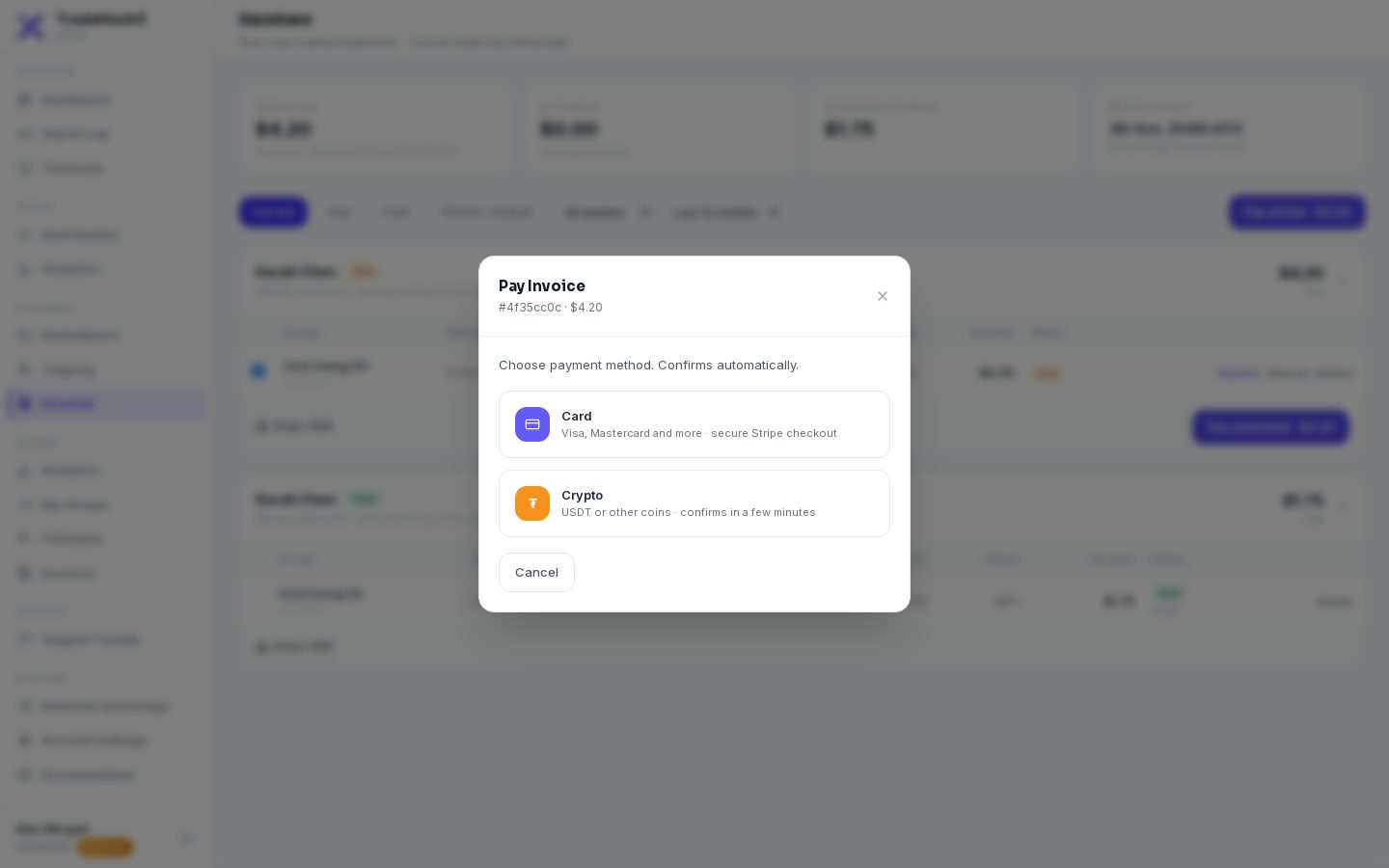 Choosing how to pay an invoice