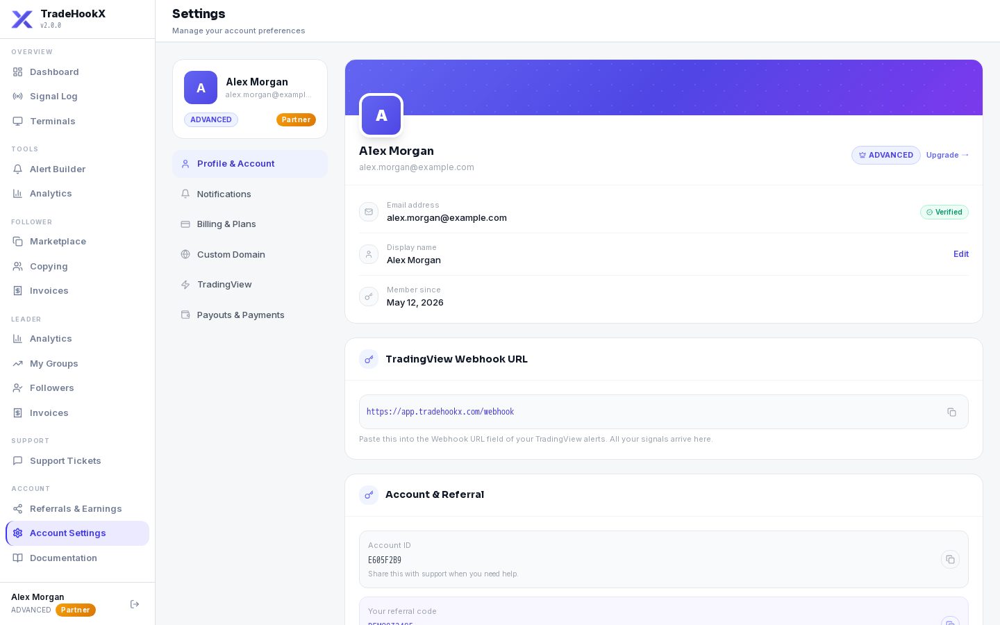 Settings, Profile & Account