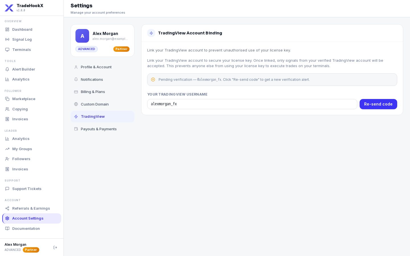 Settings, TradingView